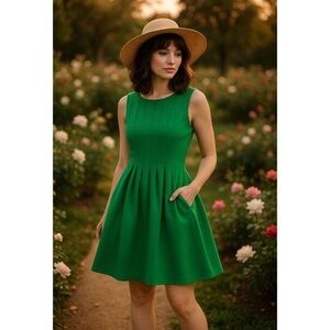 Elegant Vince Camuto Emerald Green Sleeveless Dress